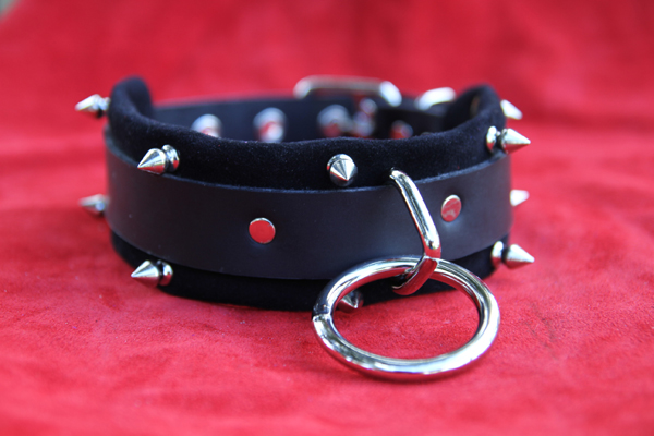 spikes suede leather collar